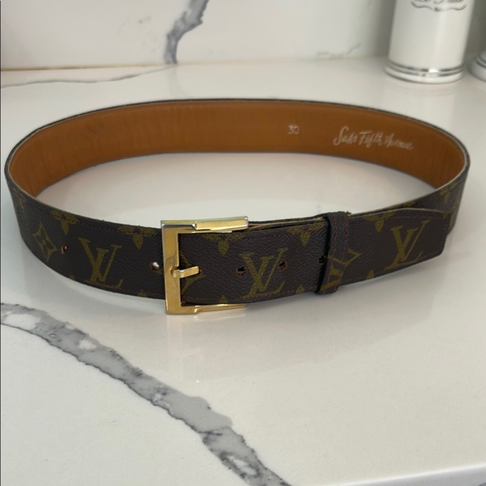 Louis Vuitton Vintage Brown and Gold Monogram Belt - Picture 2 of 11